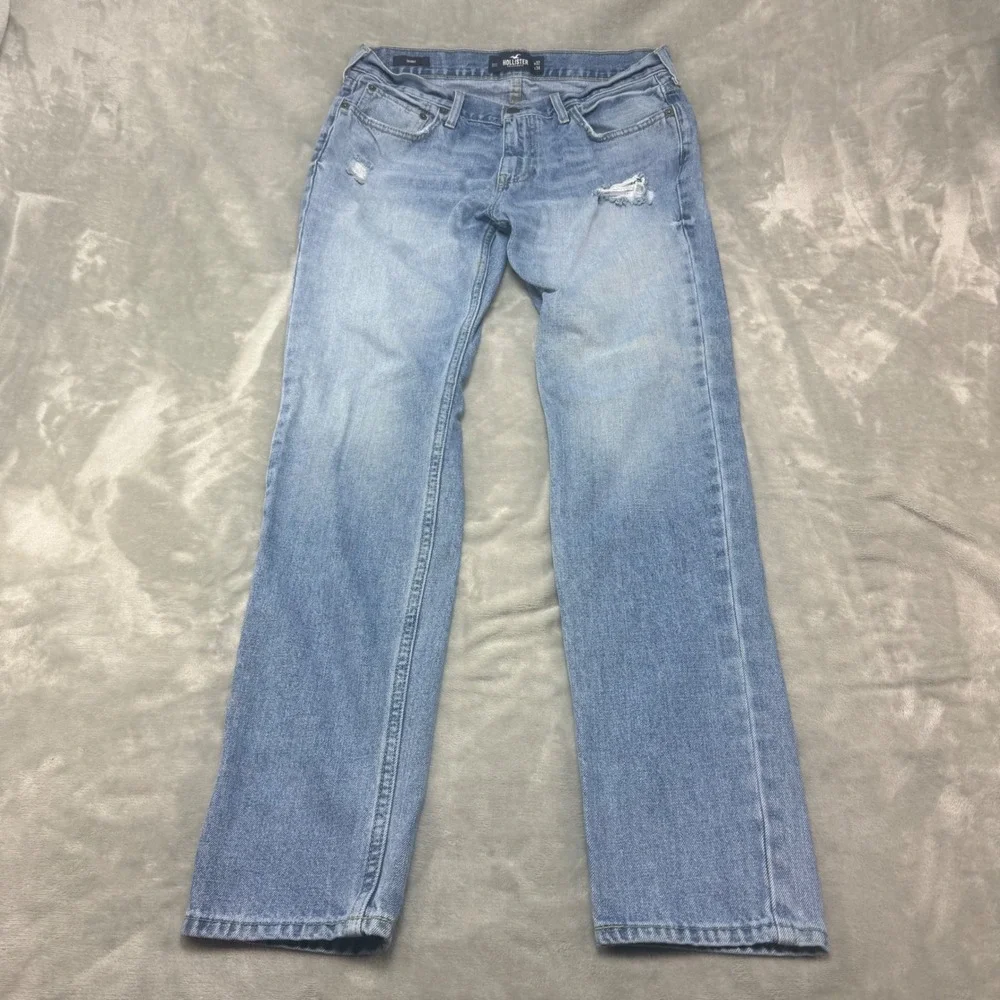 Hollister Mens‎ Skinny Jeans Light Wash Distressed Denim W32 L34 (meas 34x33)